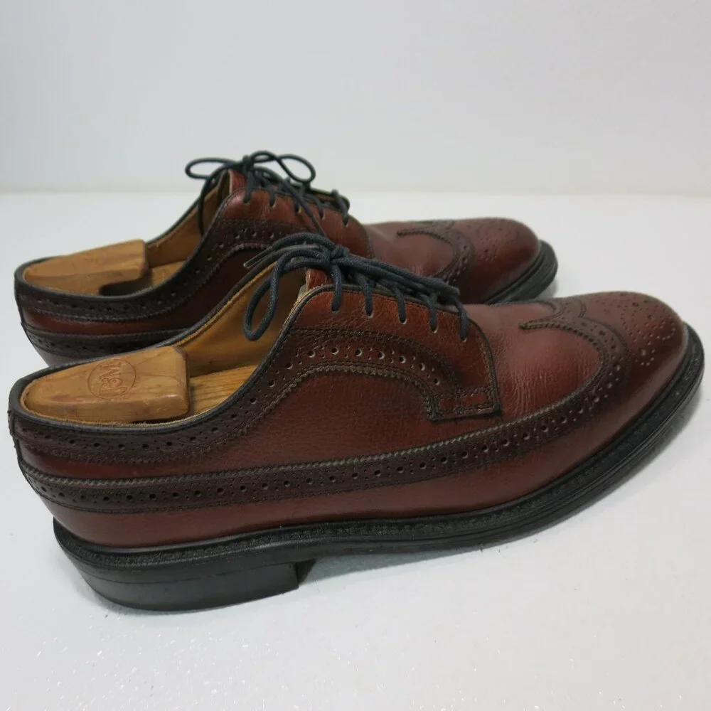Dexter Pebble Grained Long Wingtip Dress Oxfords Footwear Men's Shoes Sz 9.5 E